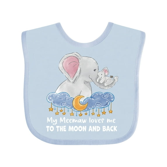 Inktastic My Meemaw Loves Me to the Moon and Back Elephant Family Boys or Girls Baby Bib