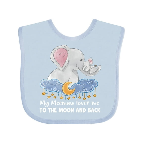 Inktastic My Meemaw Loves Me to the Moon and Back Elephant Family Boys or Girls Baby Bib