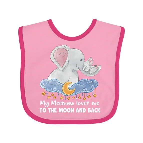 Inktastic My Meemaw Loves Me to the Moon and Back Elephant Family Boys or Girls Baby Bib