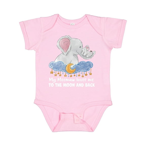 Inktastic My Meemaw Loves Me to the Moon and Back Elephant Family Boys or Girls Baby Bodysuit