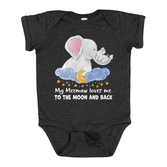 Inktastic My Meemaw Loves Me to the Moon and Back Elephant Family Boys or Girls Baby Bodysuit