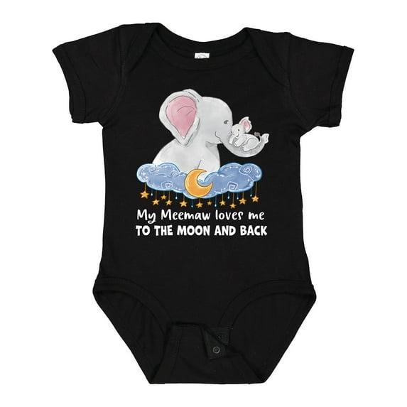 Inktastic My Meemaw Loves Me to the Moon and Back Elephant Family Boys or Girls Baby Bodysuit