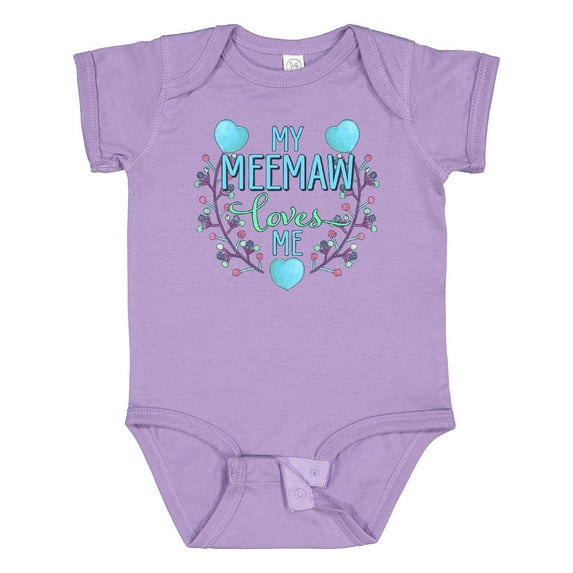 Inktastic My Meemaw Loves Me with Flowers and Hearts Boys or Girls Baby Bodysuit
