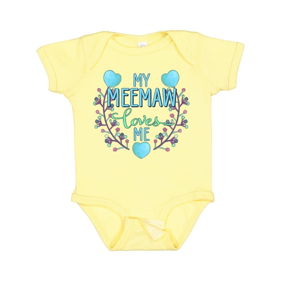 Inktastic My Meemaw Loves Me with Flowers and Hearts Boys or Girls Baby Bodysuit