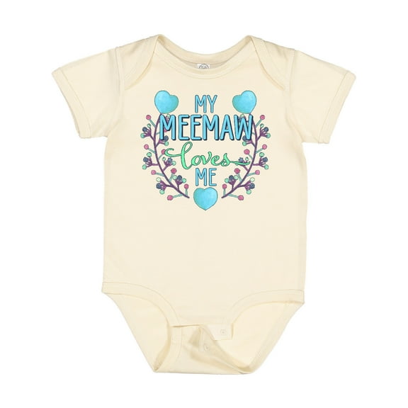 Inktastic My Meemaw Loves Me with Flowers and Hearts Boys or Girls Baby Bodysuit
