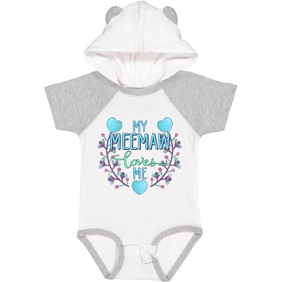 Inktastic My Meemaw Loves Me with Flowers and Hearts Boys or Girls Baby Bodysuit