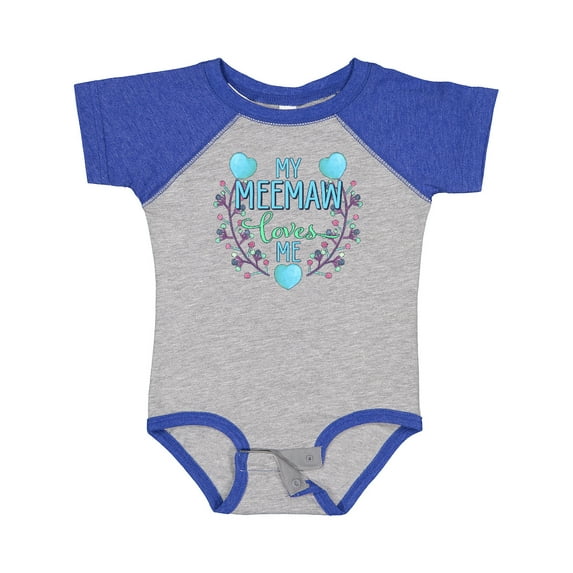 Inktastic My Meemaw Loves Me with Flowers and Hearts Boys or Girls Baby Bodysuit