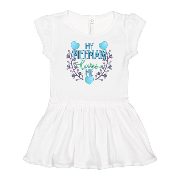Inktastic My Meemaw Loves Me with Flowers and Hearts Girls Baby Dress