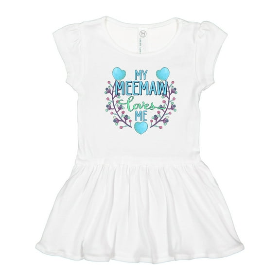 Inktastic My Meemaw Loves Me with Flowers and Hearts Girls Toddler Dress
