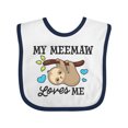 thumbnail image 1 of Inktastic My Meemaw Loves Me with Sloth and Hearts Boys or Girls Baby Bib, 1 of 4
