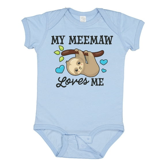 Inktastic My Meemaw Loves Me with Sloth and Hearts Boys or Girls Baby Bodysuit