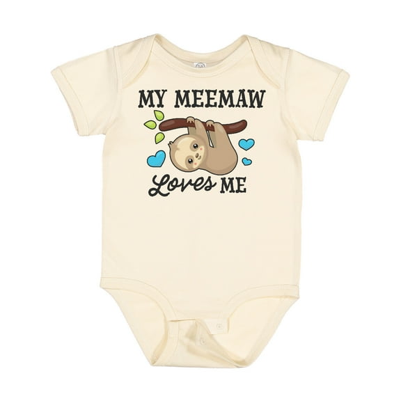 Inktastic My Meemaw Loves Me with Sloth and Hearts Boys or Girls Baby Bodysuit
