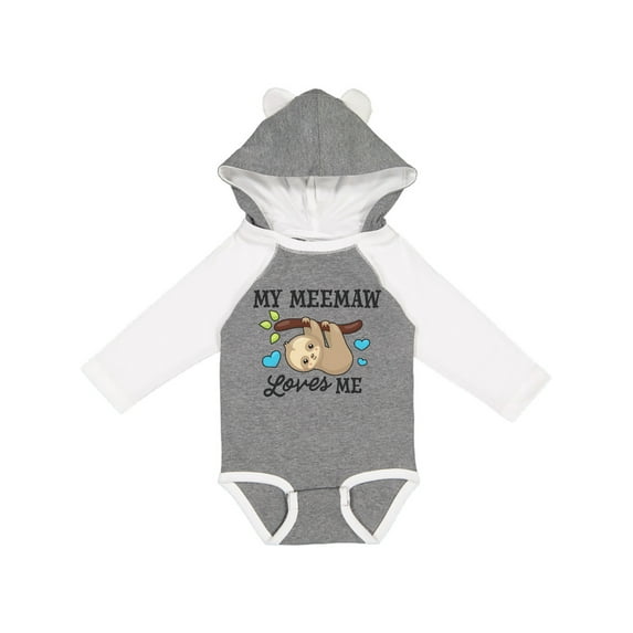 Inktastic My Meemaw Loves Me with Sloth and Hearts Boys or Girls Long Sleeve Baby Bodysuit