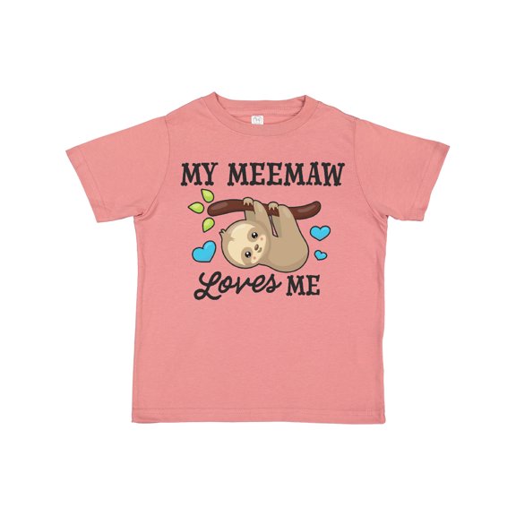 Inktastic My Meemaw Loves Me with Sloth and Hearts Boys or Girls Toddler T-Shirt