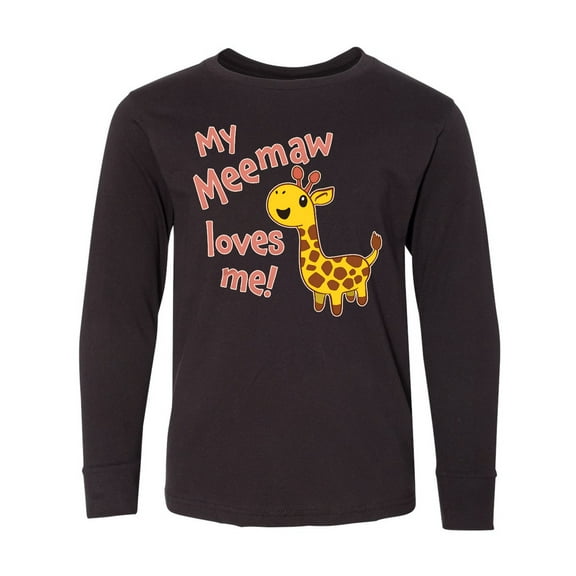 Inktastic My Meemaw Loves me- cute giraffe Long Sleeve Youth T-Shirt