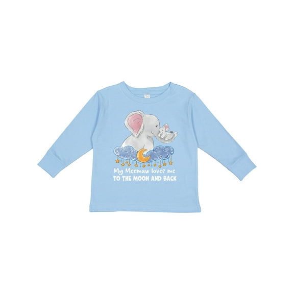 Inktastic My Meemaw Loves me to the Moon and Back Elephant Family Boys or Girls Long Sleeve Toddler T-Shirt