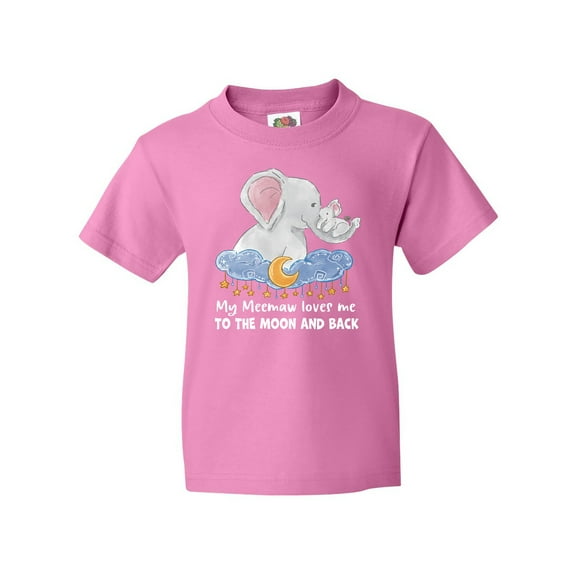 Inktastic My Meemaw Loves me to the Moon and Back Elephant Family Youth T-Shirt