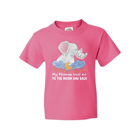 Inktastic My Meemaw Loves me to the Moon and Back Elephant Family Youth T-Shirt