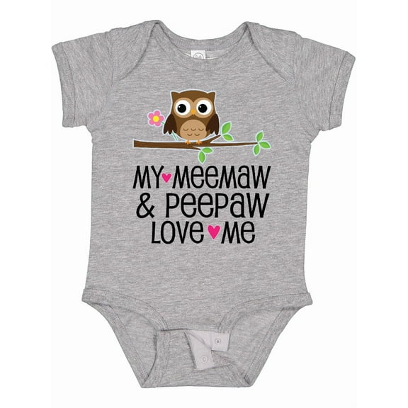 Inktastic My Meemaw and Peepaw Love Me Grandchild Owl Girls Baby Bodysuit