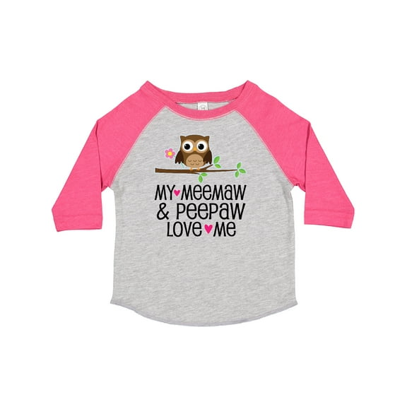Inktastic My Meemaw and Peepaw Love Me Grandchild Owl Girls Toddler T-Shirt