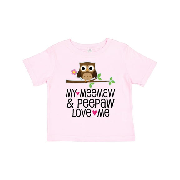 Inktastic My Meemaw and Peepaw Love Me Grandchild Owl Girls Toddler T-Shirt