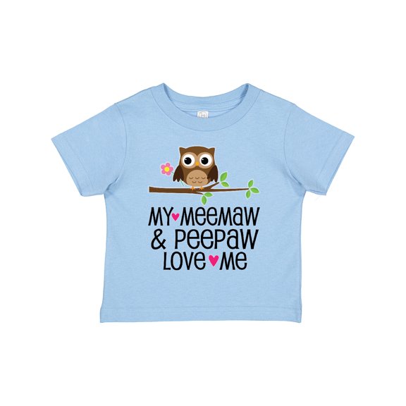 Inktastic My Meemaw and Peepaw Love Me Grandchild Owl Girls Toddler T-Shirt