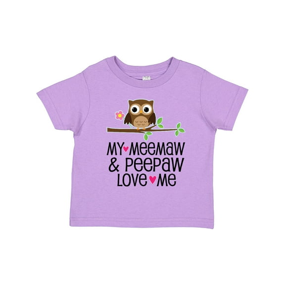 Inktastic My Meemaw and Peepaw Love Me Grandchild Owl Girls Toddler T-Shirt