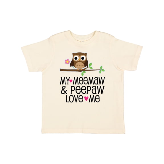 Inktastic My Meemaw and Peepaw Love Me Grandchild Owl Girls Toddler T-Shirt