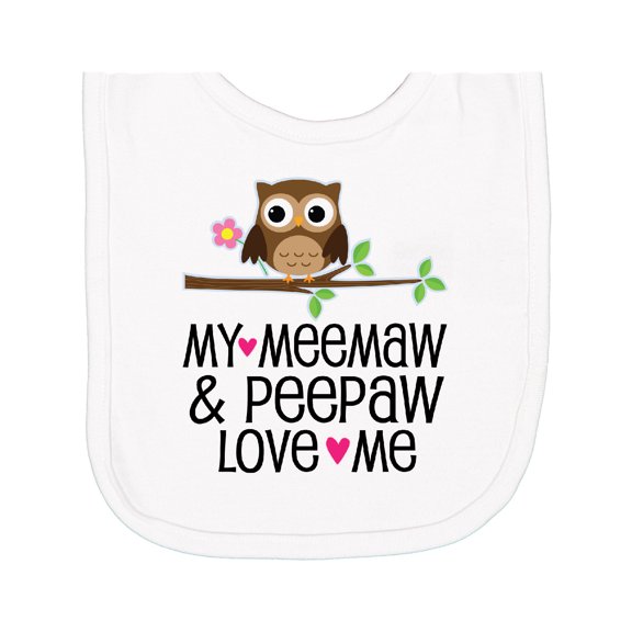 Inktastic My Meemaw and Peepaw Love Me Grandchild Owl Newborn Bib