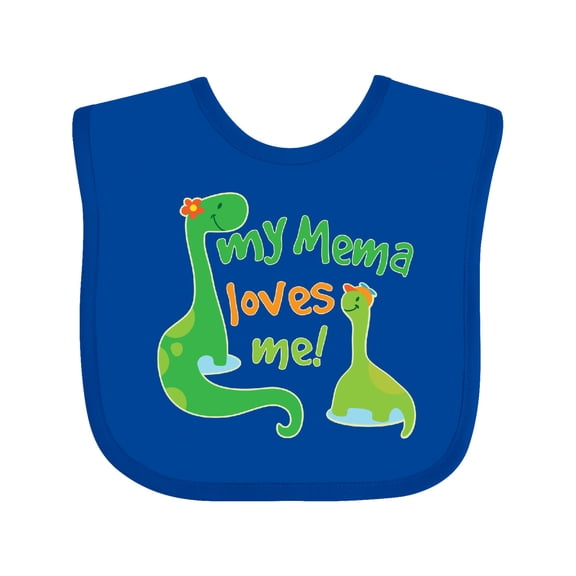 Inktastic My Mema Loves Me Grandson Dinosaur Boys Baby Bib