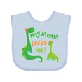 thumbnail image 1 of Inktastic My Mema Loves Me Grandson Dinosaur Boys Baby Bib, 1 of 4
