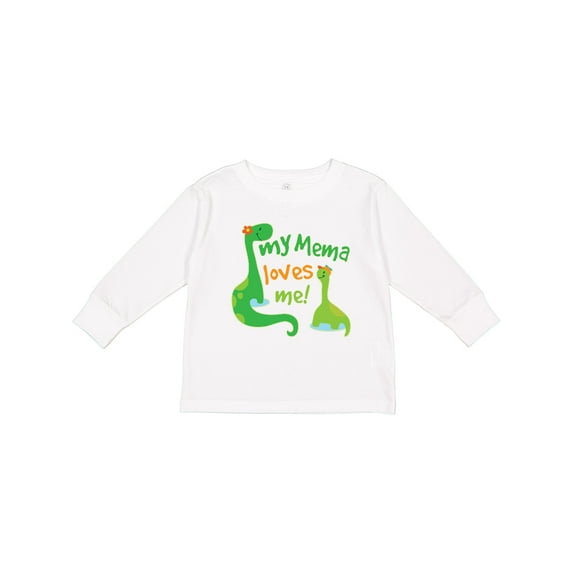 Inktastic My Mema Loves Me Grandson Dinosaur Boys Long Sleeve Toddler T-Shirt