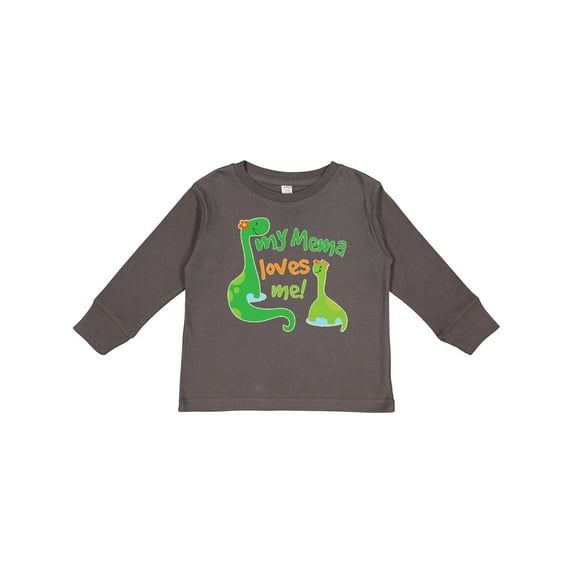 Inktastic My Mema Loves Me Grandson Dinosaur Boys Long Sleeve Toddler T-Shirt