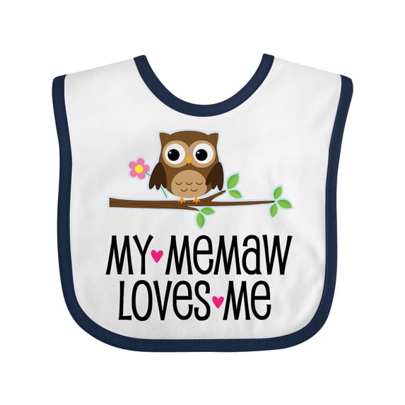 Inktastic My Memaw Loves Me Girl Owl Girls Baby Bib