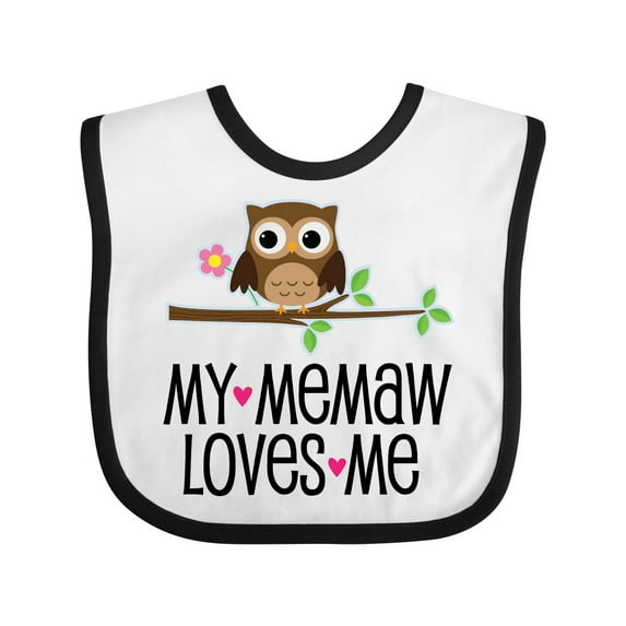 Inktastic My Memaw Loves Me Girl Owl Girls Baby Bib