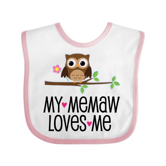 Inktastic My Memaw Loves Me Girl Owl Girls Baby Bib