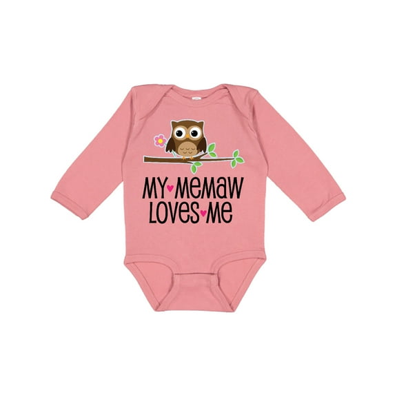 Inktastic My Memaw Loves Me Girl Owl Girls Long Sleeve Baby Bodysuit