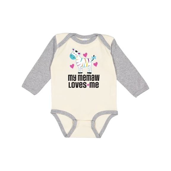 Inktastic My Memaw Loves Me Girls Zebra Girls Long Sleeve Baby Bodysuit