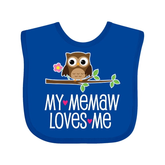 Inktastic My Memaw Loves Me Grandkids Owl Girls Baby Bib