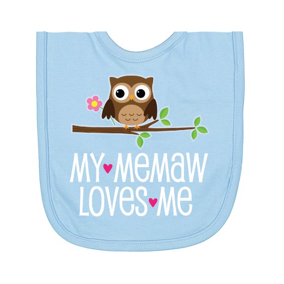 Inktastic My Memaw Loves Me Grandkids Owl Newborn Bib
