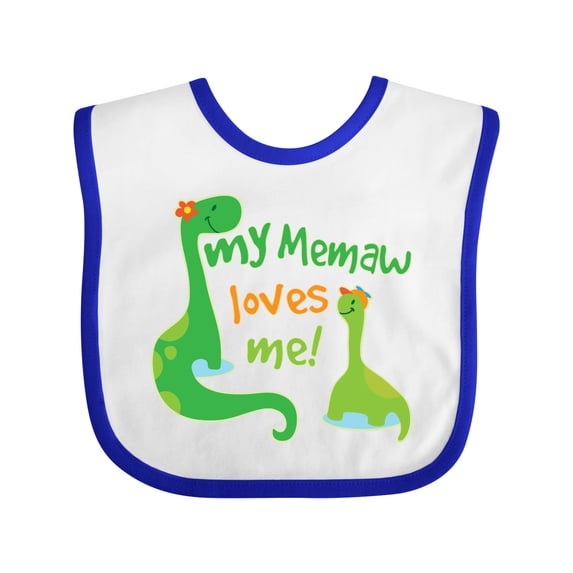 Inktastic My Memaw Loves Me Grandson Dinosaur Boys Baby Bib