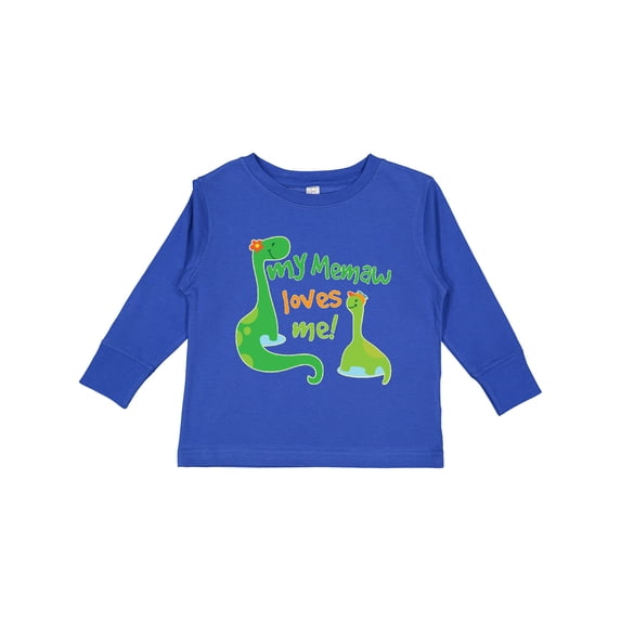 Inktastic My Memaw Loves Me Grandson Dinosaur Boys Long Sleeve Toddler T-Shirt