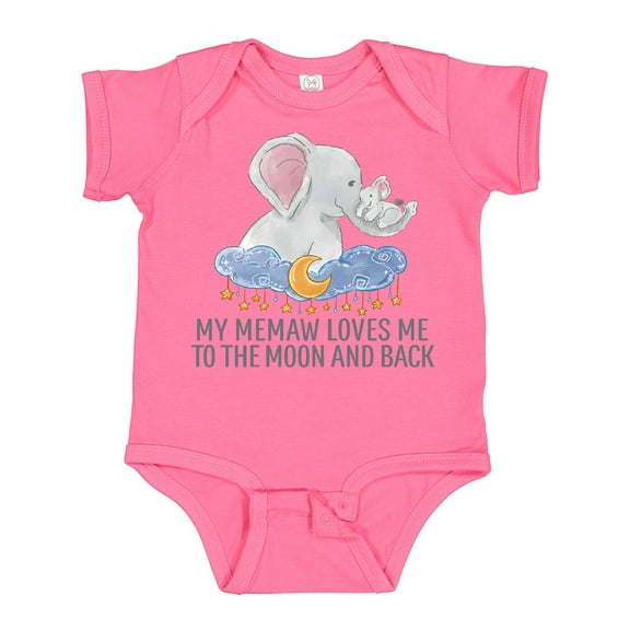 Inktastic My Memaw Loves Me to the Moon and Back Elephants in Clouds Boys or Girls Baby Bodysuit