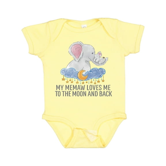 Inktastic My Memaw Loves Me to the Moon and Back Elephants in Clouds Boys or Girls Baby Bodysuit