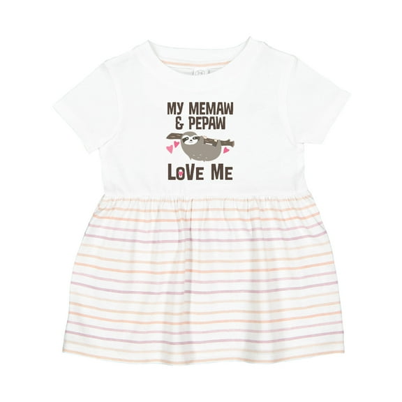 Inktastic My Memaw and Pepaw Love Me Sloth Girls Baby Dress
