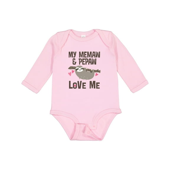 Inktastic My Memaw and Pepaw Love Me Sloth Girls Long Sleeve Baby Bodysuit
