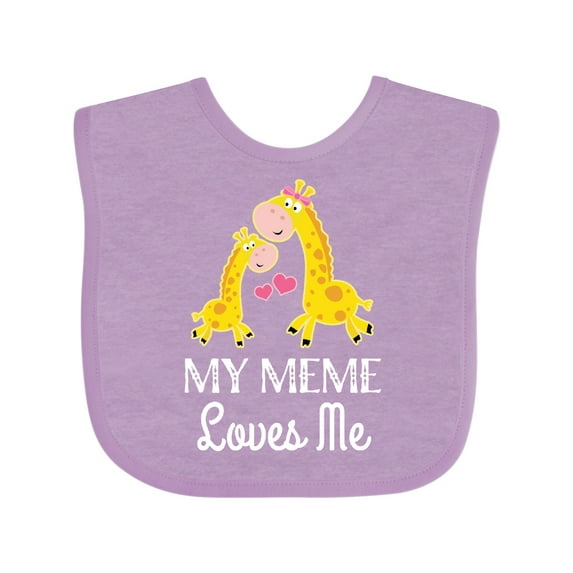 Inktastic My Meme Grandma Loves Me Giraffe Boys or Girls Baby Bib
