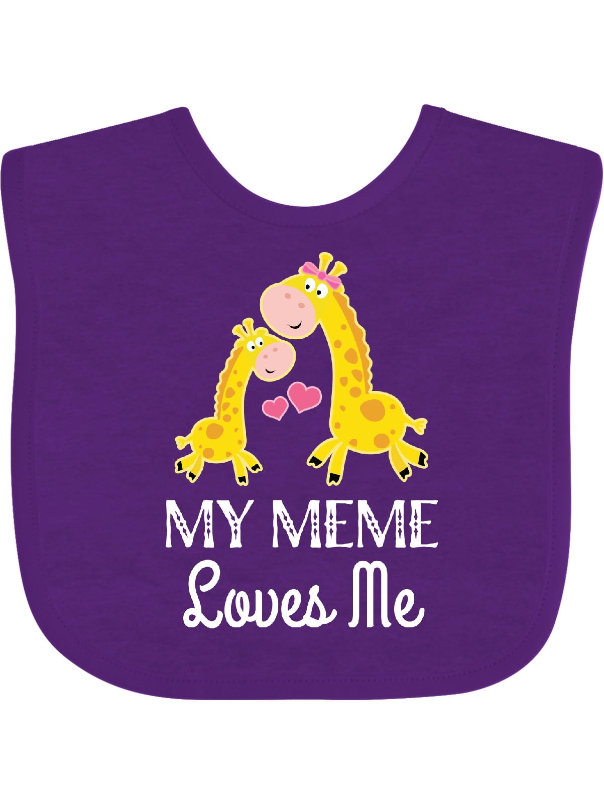 Inktastic "Meme Loves Me" Baby Bib – Soft Cotton, Hook & Loop Closure, Cute Granddaughter Gift