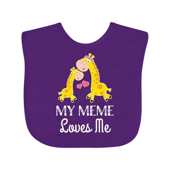 Inktastic My Meme Grandma Loves Me Giraffe Boys or Girls Baby Bib