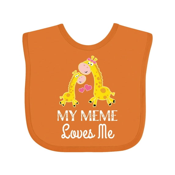 Inktastic My Meme Grandma Loves Me Giraffe Boys or Girls Baby Bib